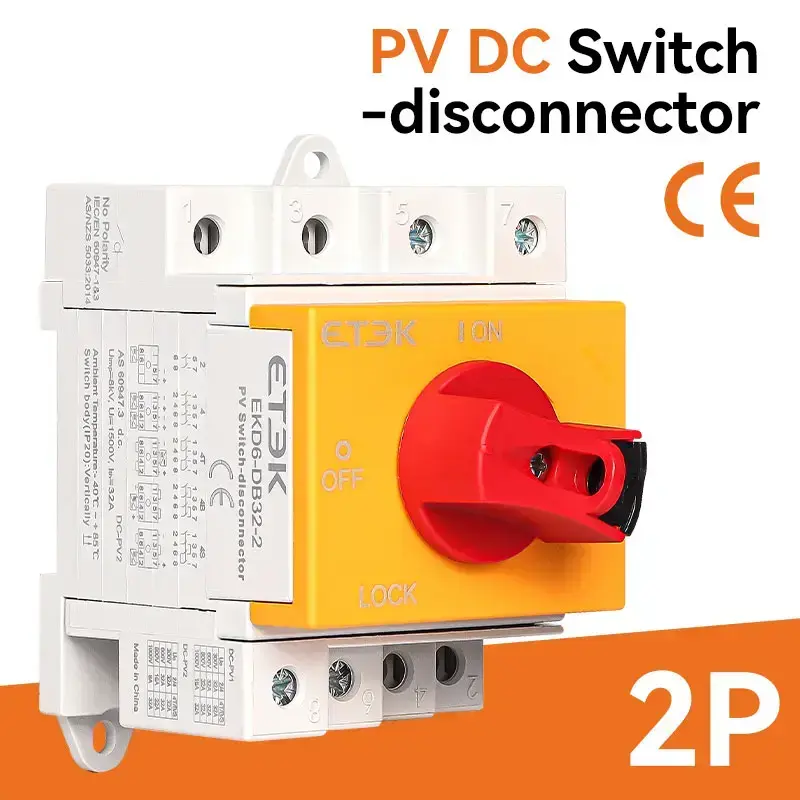1000V 32A Solar DC Isolator | DIN Rail Mount Switch with Security Lock
