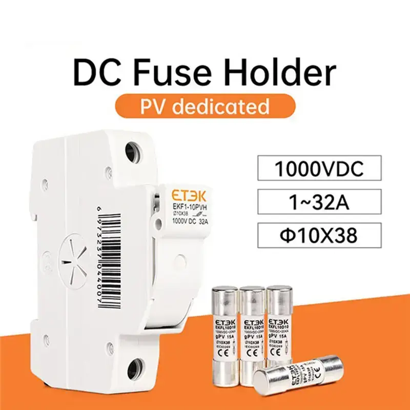 DIN Rail Solar Fuse Holder | 1000VDC 32A PV Fuse Block for 10x38mm