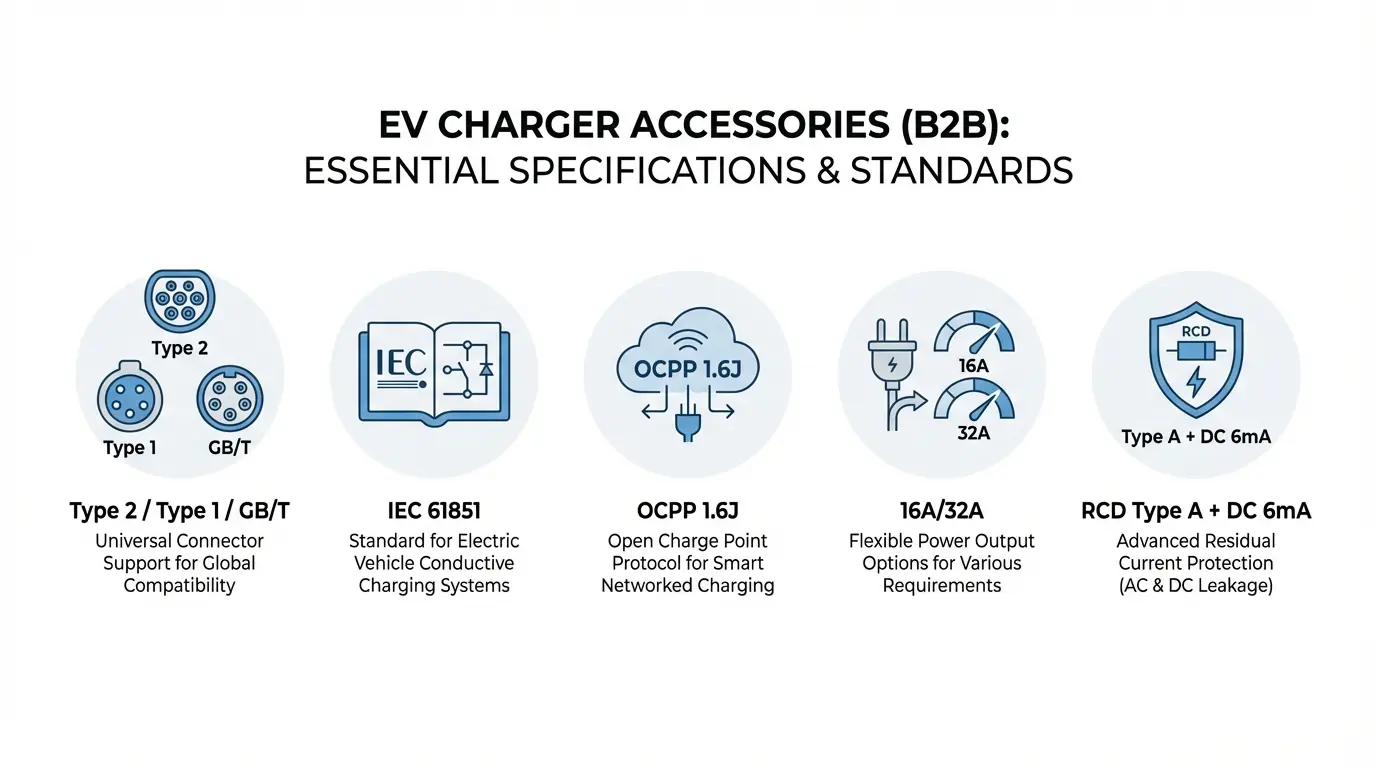 Infographic: essential specifications and standards for EV charger accessories